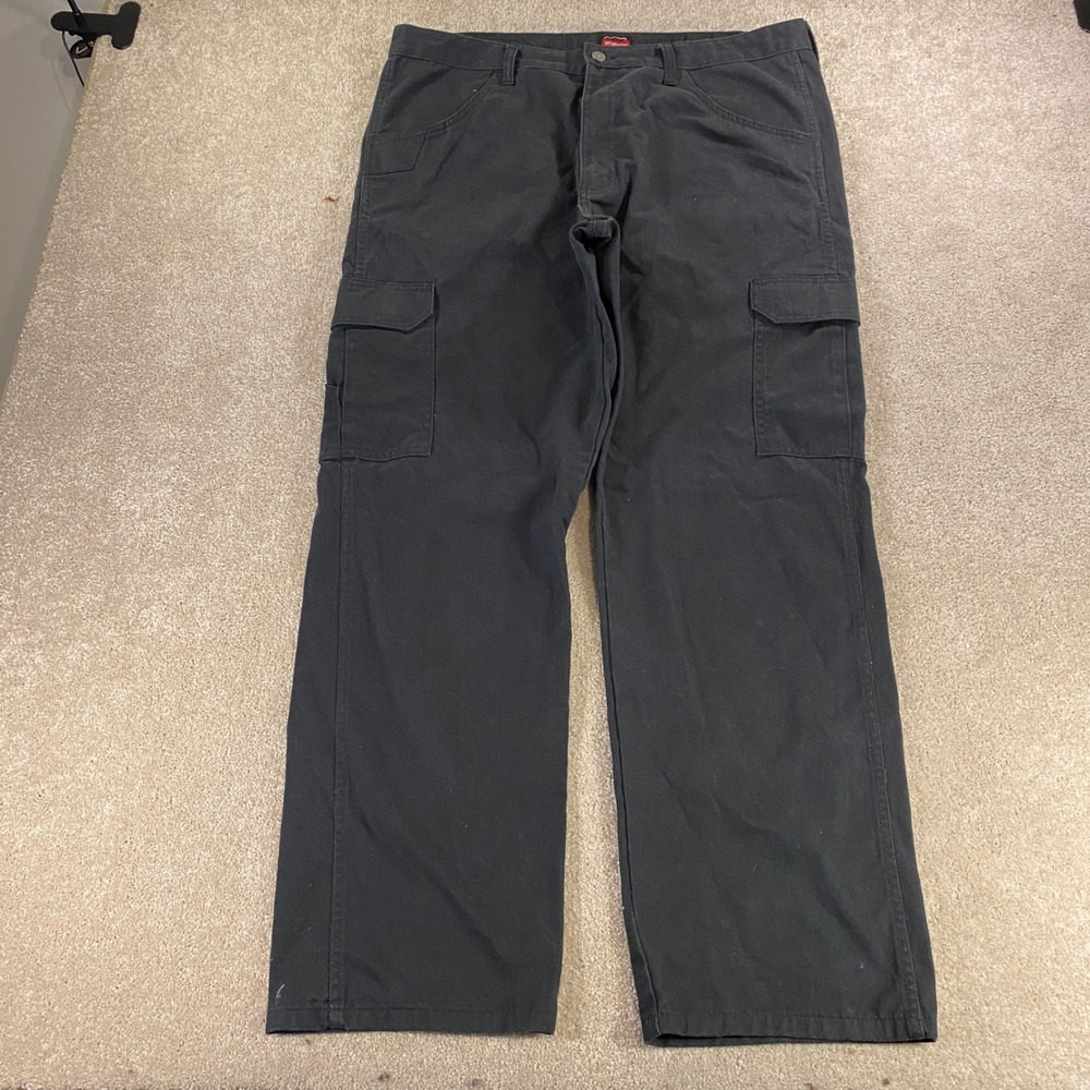 Wrangler‎ Cargo Pants Mens 38x32 Black Workwear Straight Leg Utility